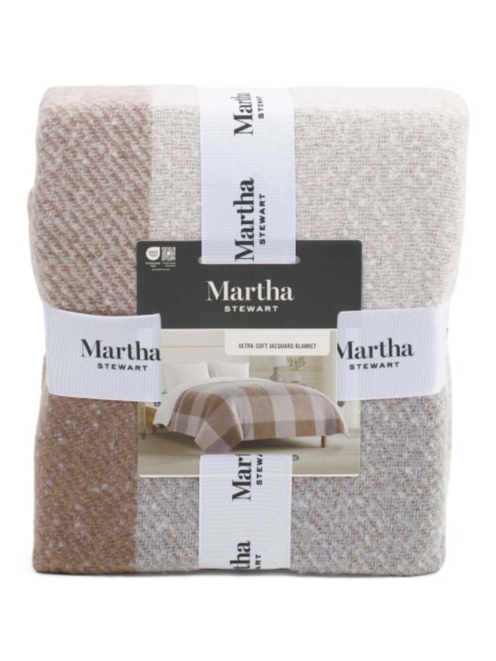 MARTHA STEWART Plaid Faux Mohair Blanket